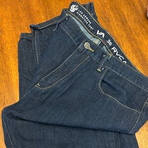 RVCA Men's Dark Blue Slim Straight Jeans